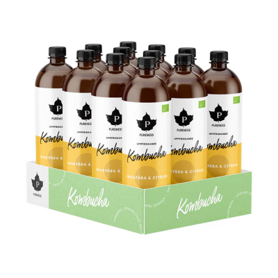 12 x Pureness Kombucha, 370 ml (Ingefära & Citron)