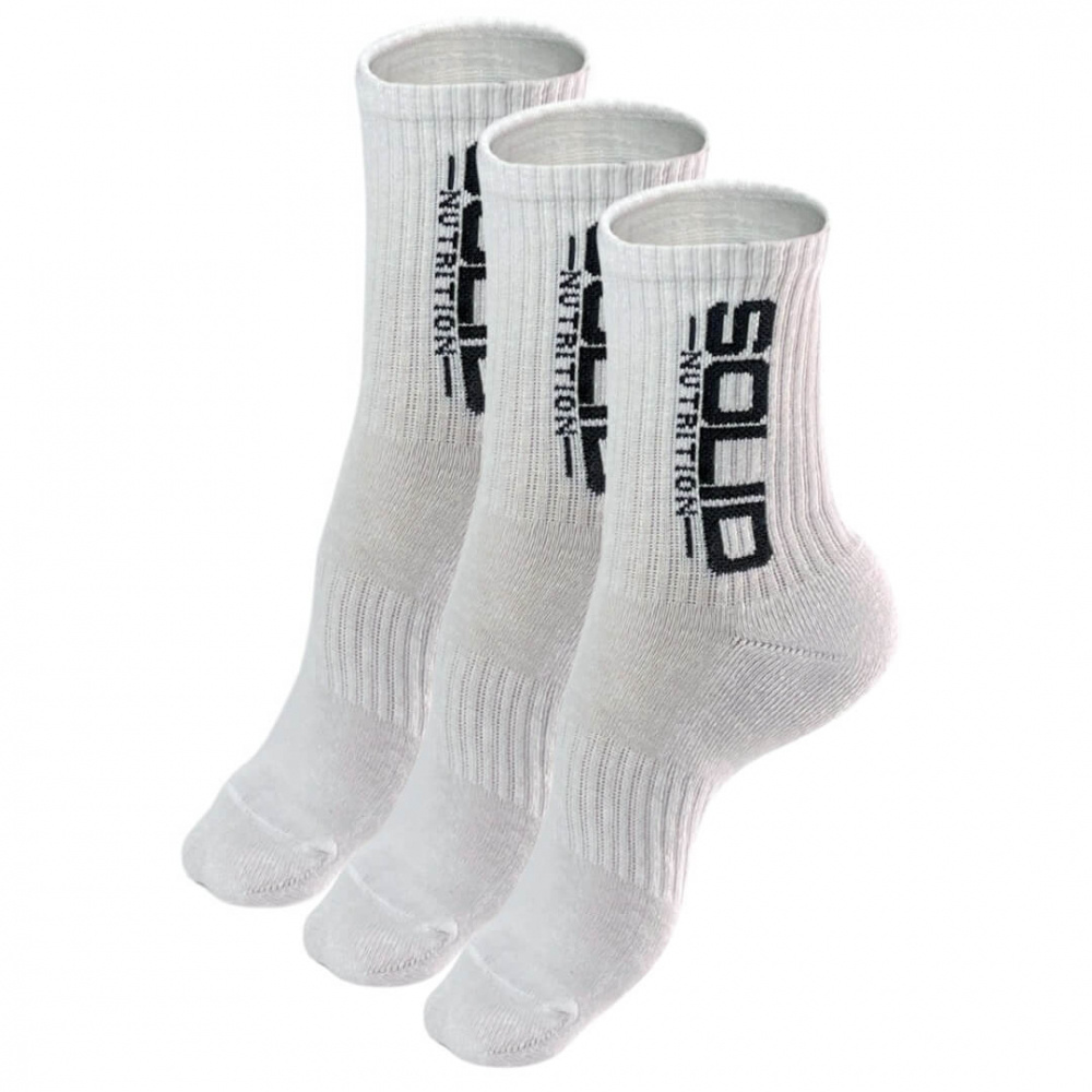 SOLID Nutrition Socks, 3-pack, White i gruppen Träningstillbehör / Träningskläder hos Tillskottsbolaget (SOLID6734)