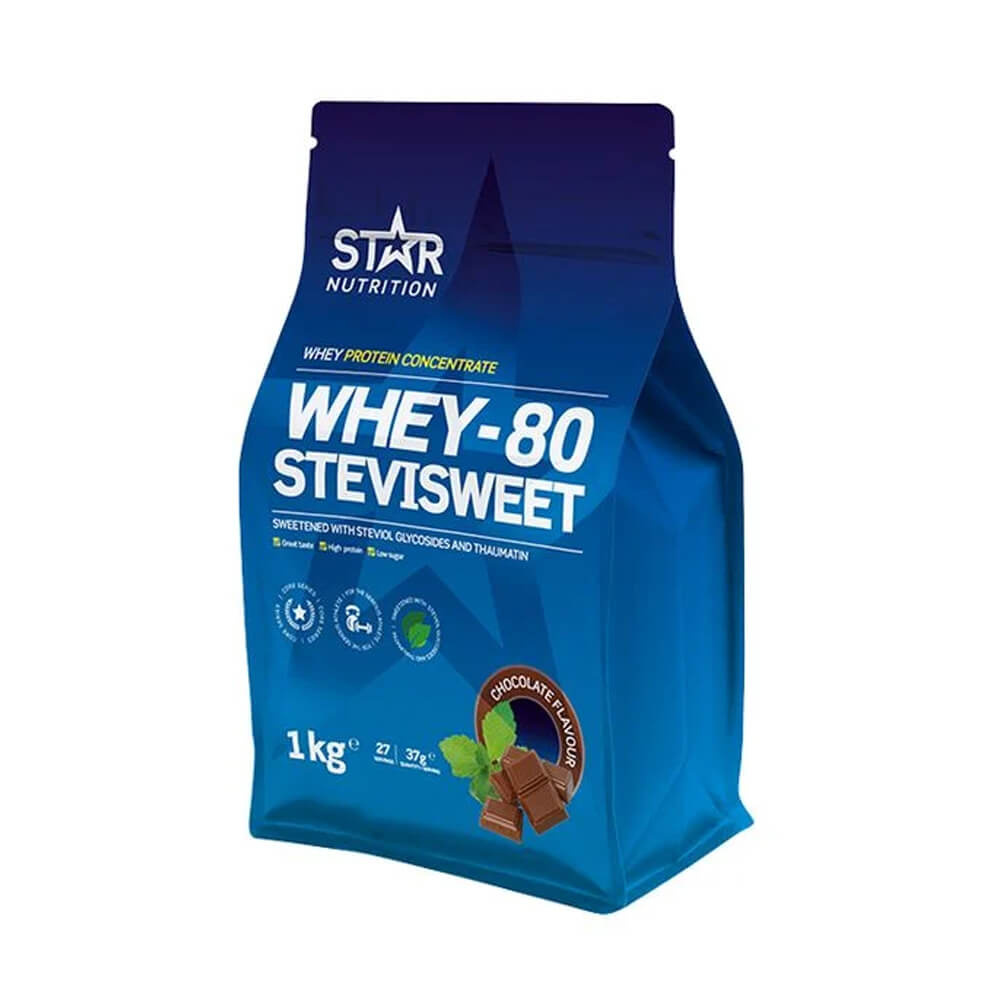 Star Nutrition Whey-80 SteviSweet, 1 kg i gruppen Kosttillskott & Livsmedel / Proteinpulver / Vassleprotein / Whey protein hos Tillskottsbolaget (STAR87894)
