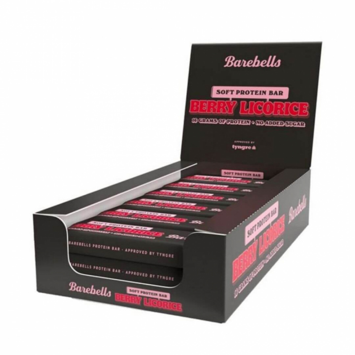 12 x Barebells Proteinbars, 55 g (Berry Licorice) i gruppen Bars / Proteinbars hos Tillskottsbolaget (BAREBELLS7856)