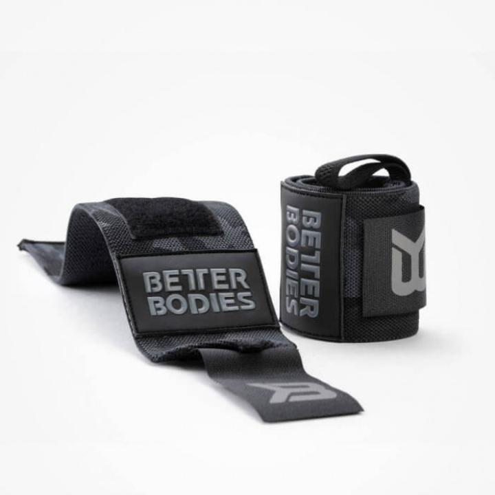 Better Bodies Camo Wrist Wraps, dark camo i gruppen Träningstillbehör / Handledslindor hos Tillskottsbolaget (BB563367)