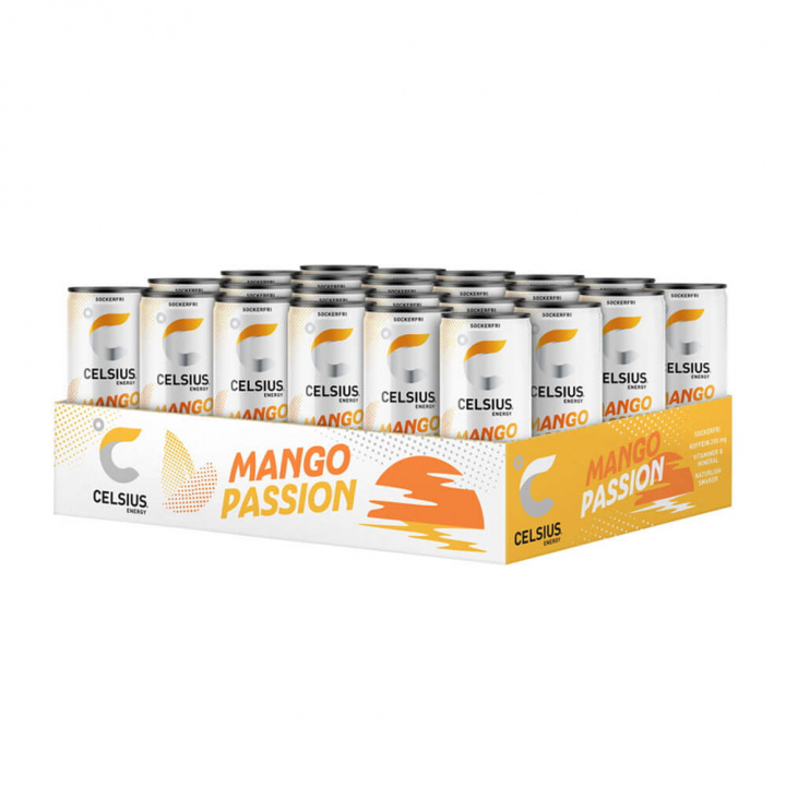 24 x Celsius, 355 ml (Mango Passion) i gruppen Drycker / Energidryck hos Tillskottsbolaget (CELSIUS65322)