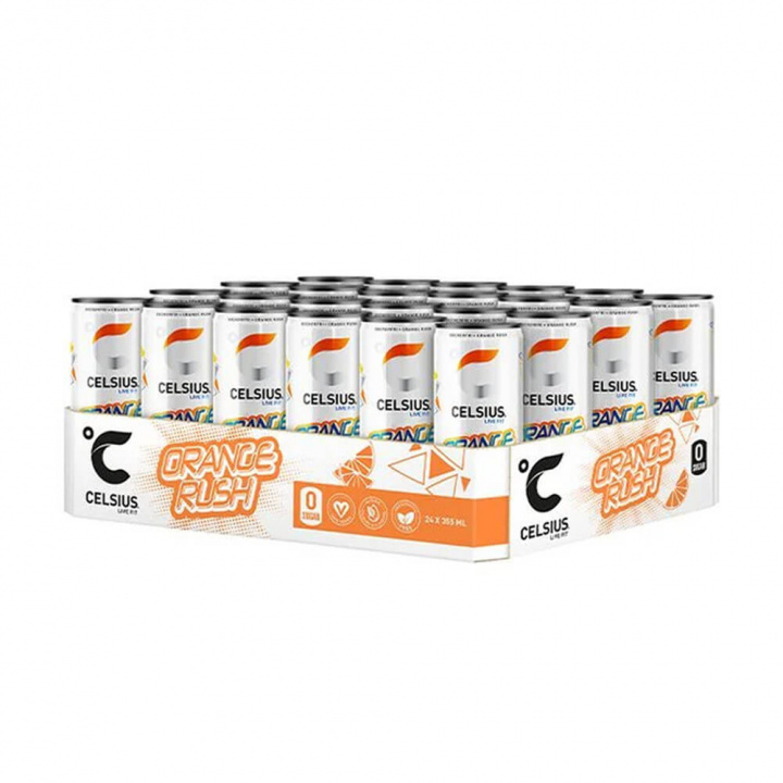 24 x Celsius, 355 ml (Orange Rush) i gruppen Shoppa efter Tema / Glutenfria Kosttillskott hos Tillskottsbolaget (CELSIUS7866)