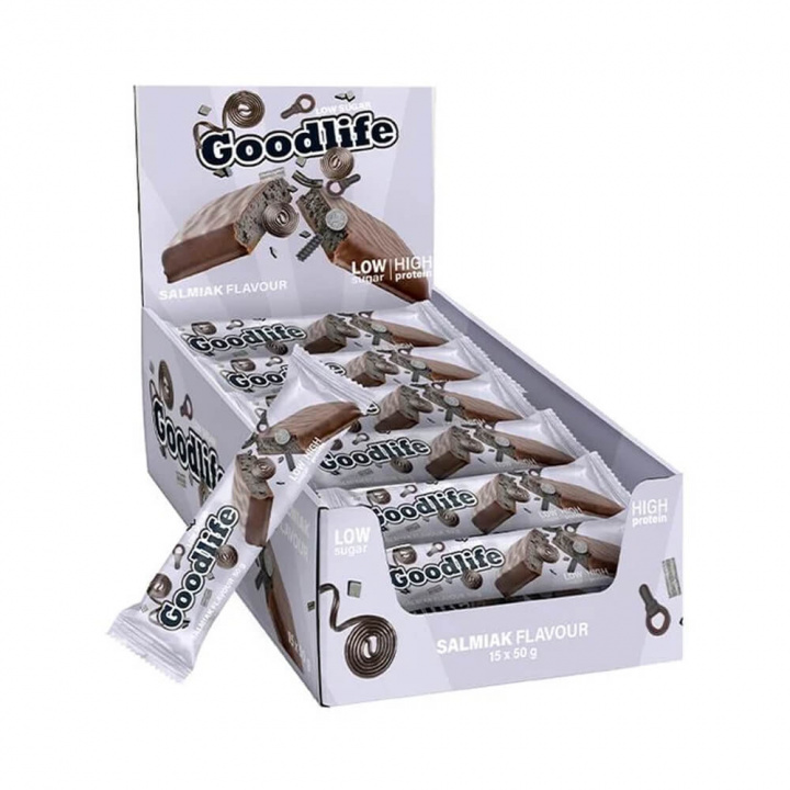 15 x Goodlife Proteinbar LOW SUGAR, 50 g (Salmiak) i gruppen Bars / Proteinbars hos Tillskottsbolaget (GOODLIFE54633)