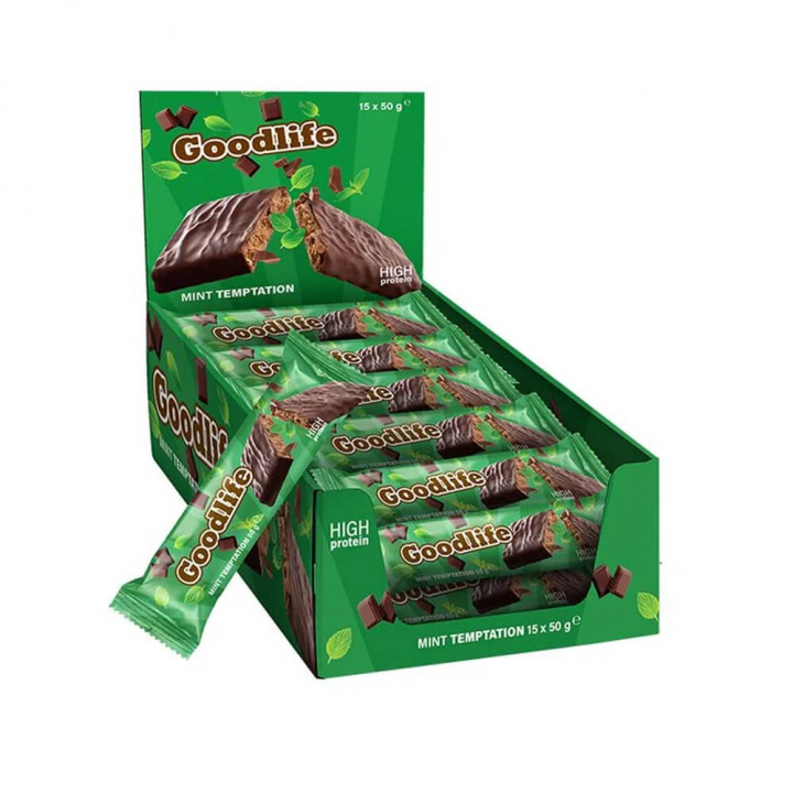 15 x Goodlife Proteinbar, 50 g (Mint Temptation) i gruppen Bars / Proteinbars hos Tillskottsbolaget (GOODLIFE6554)