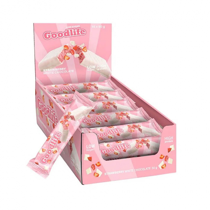 15 x Goodlife Proteinbar LOW SUGAR, 50 g (Strawberry White Chocolate) i gruppen Bars / Proteinbars hos Tillskottsbolaget (GOODLIFE6573)