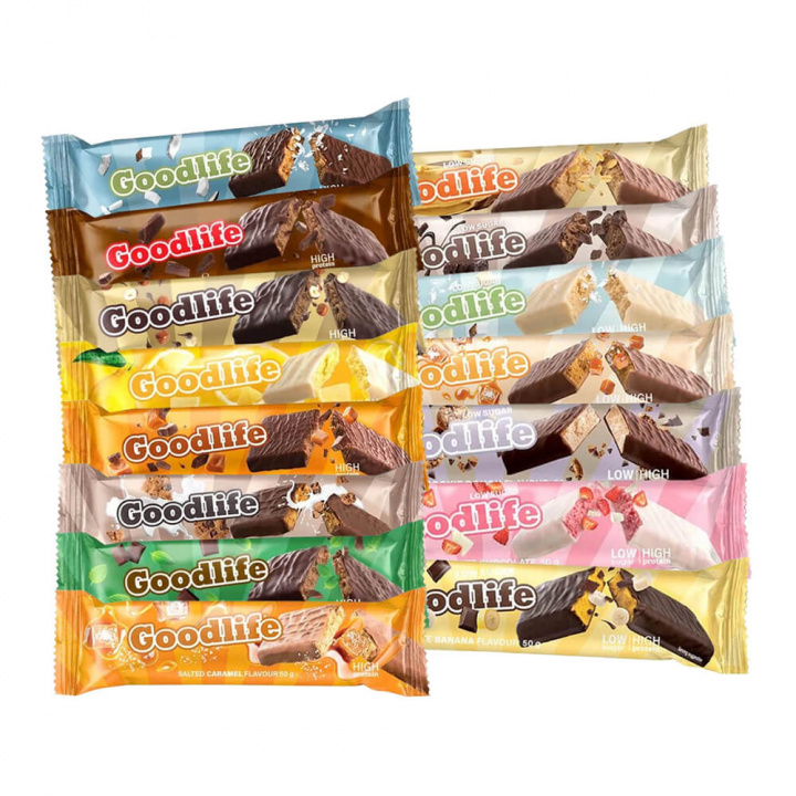 15 x Goodlife Proteinbar Mixlåda, 50 g i gruppen Bars / Proteinbars hos Tillskottsbolaget (GOODLIFE7568)