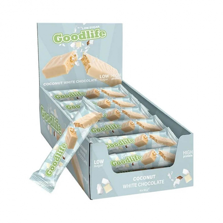 15 x Goodlife Proteinbar LOW SUGAR, 50 g (Coconut & White Chocolate) i gruppen Bars / Proteinbars hos Tillskottsbolaget (GOODLIFE7685)