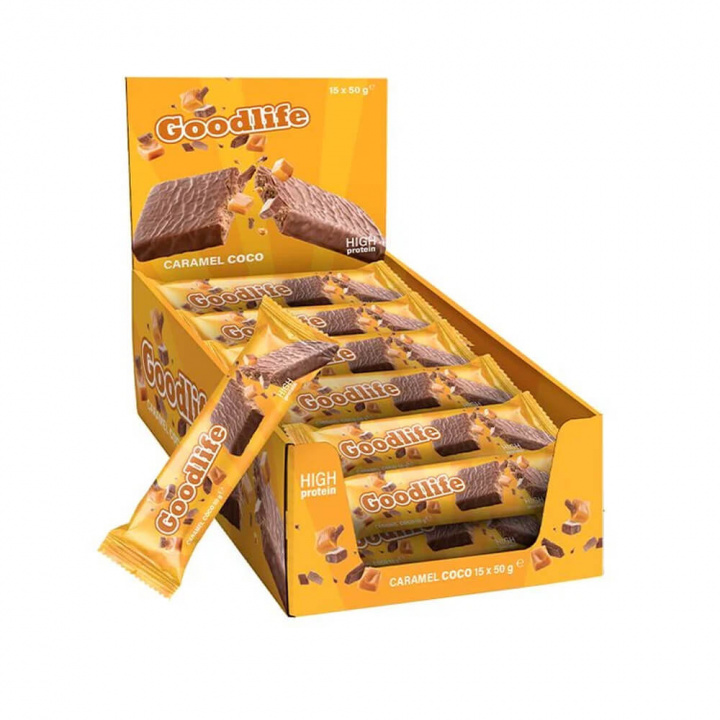 15 x Goodlife Proteinbar, 50 g (Caramel Coco) i gruppen Bars / Proteinbars hos Tillskottsbolaget (GOODLIFE8687)