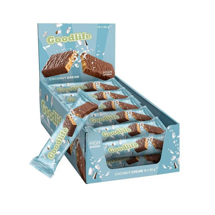 15 x Goodlife Proteinbar, 50 g (Coconut Dream) i gruppen Bars / Proteinbars hos Tillskottsbolaget (GOODLIFE8695)