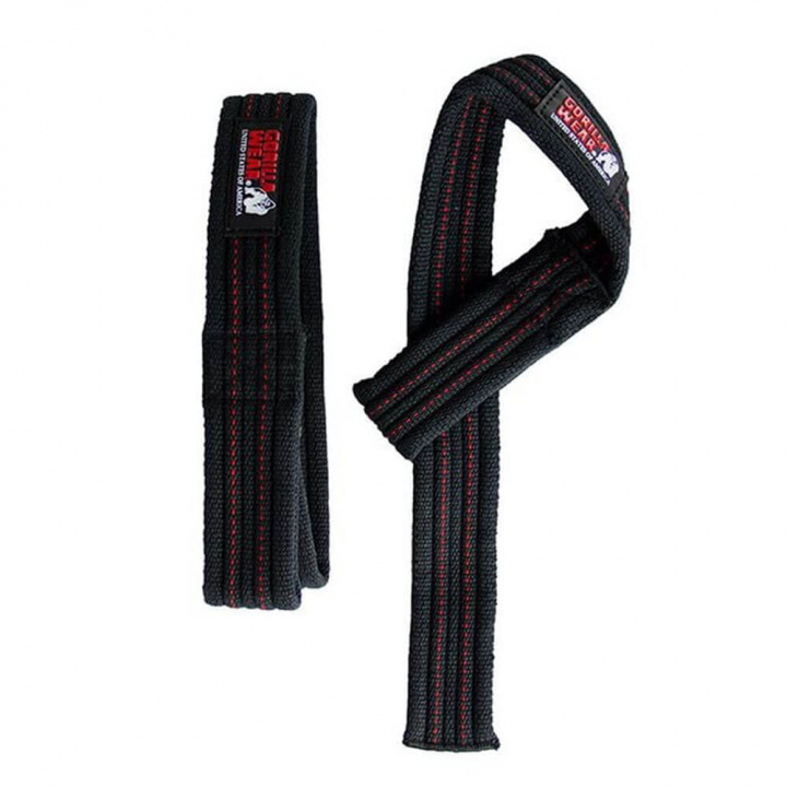 Gorilla Wear Gear Hardcore Lifting Straps, black/red i gruppen Träningstillbehör / Dragremmar & Grepp hos Tillskottsbolaget (GORILLA76843)