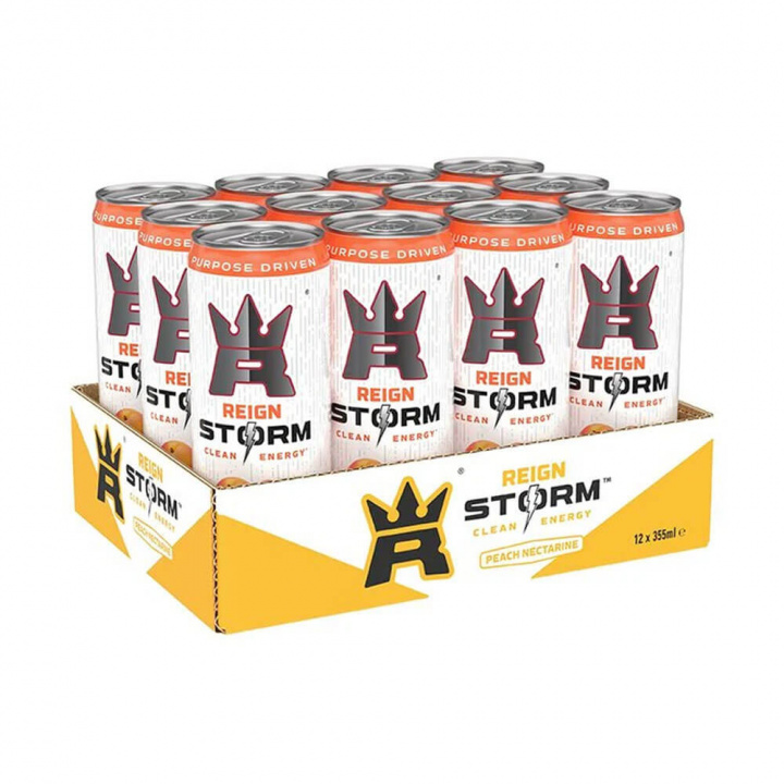 12 x Reign Storm Energy, 335 ml (Peach Nectarine) i gruppen Shoppa efter Tema / Glutenfria Kosttillskott hos Tillskottsbolaget (REIGN6774)