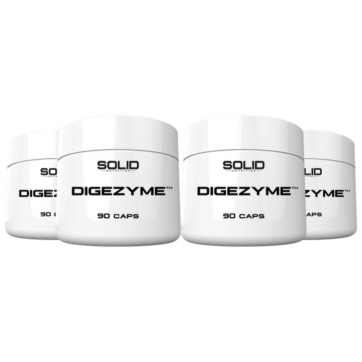 4 x SOLID Nutrition DigeZyme, 90 caps i gruppen Kosttillskott & Livsmedel / Hälsokost / Mage & Tarm hos Tillskottsbolaget (SOLID55343)