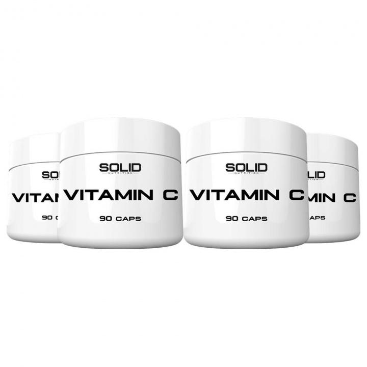 4 x SOLID Nutrition Vitamin C, 90 caps i gruppen Kosttillskott & Livsmedel / Hälsokost / Antioxidanter hos Tillskottsbolaget (SOLID56742)