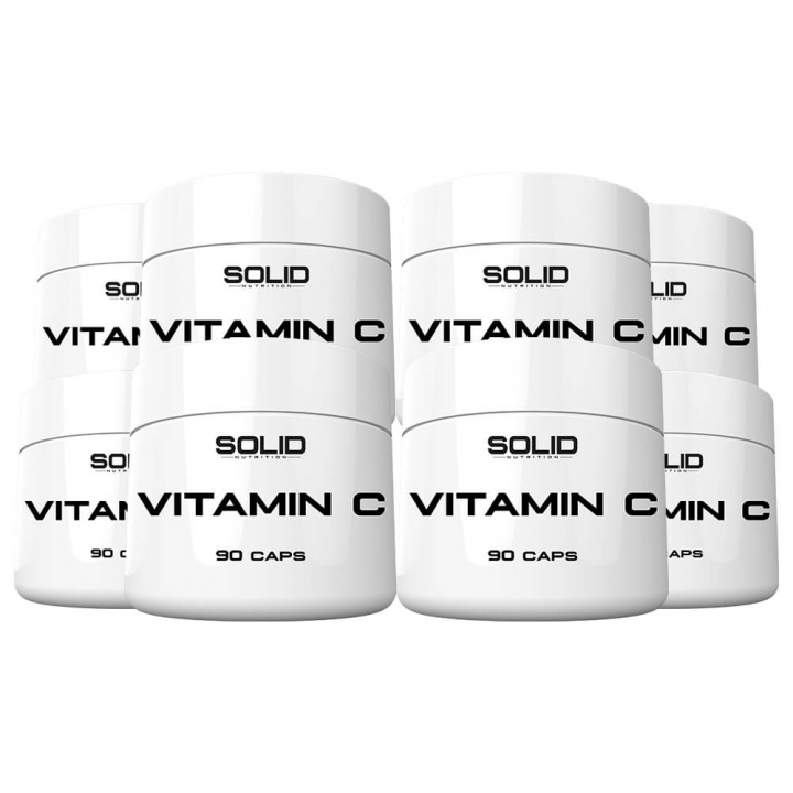 8 x SOLID Nutrition Vitamin C, 90 caps i gruppen Kosttillskott & Livsmedel / Hälsokost / Antioxidanter hos Tillskottsbolaget (SOLID6632)