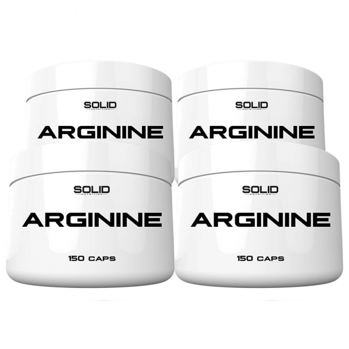 4 x SOLID Nutrition Arginine, 150 mega caps i gruppen Kosttillskott & Livsmedel / Prestationshöjare / Pump hos Tillskottsbolaget (SOLID67843)