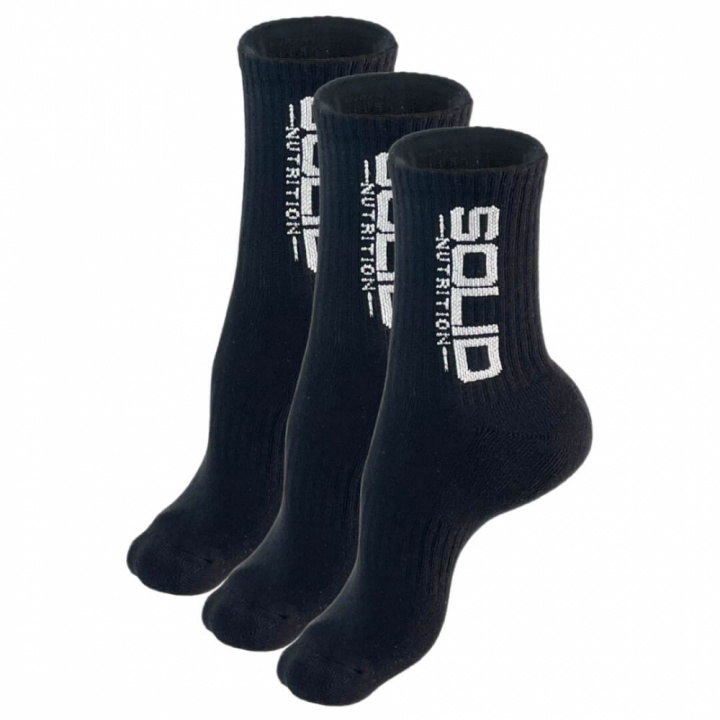 SOLID Nutrition Socks, 3-pack, Black i gruppen Träningstillbehör / Träningskläder hos Tillskottsbolaget (SOLID76673)