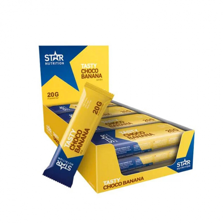 12 x Star Nutrition Protein Bar, 55 g (Choco Banana) i gruppen Bars / Proteinbars hos Tillskottsbolaget (STAR754454)