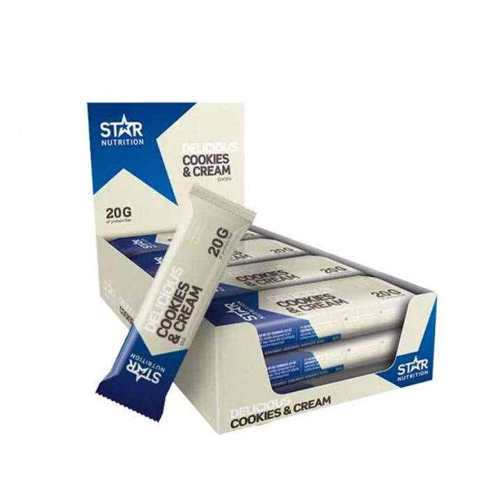 12 x Star Nutrition Protein Bar, 55 g (Cookies & Cream) i gruppen Bars / Proteinbars hos Tillskottsbolaget (STAR86795)