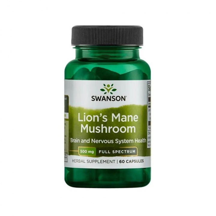 Swanson Full Spectrum Lion\'s Mane Mushroom, 500 mg, 60 caps i gruppen Kosttillskott & Livsmedel / Hälsokost / Antioxidanter hos Tillskottsbolaget (SWANSON6734)